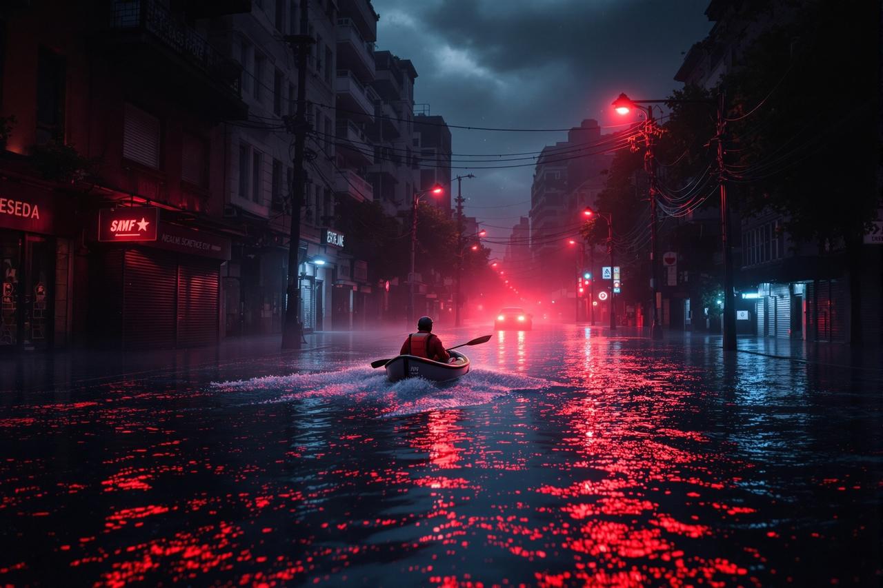 全网热搜！某地暴雨致全城积水，外卖小哥划船送餐成网红
